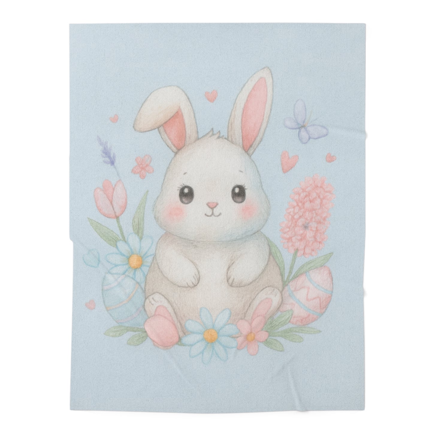 Easter Bunny Baby Swaddle Blanket – Soft Pastel Floral Newborn Wrap for Spring & Easter Gifting 30" × 40" White