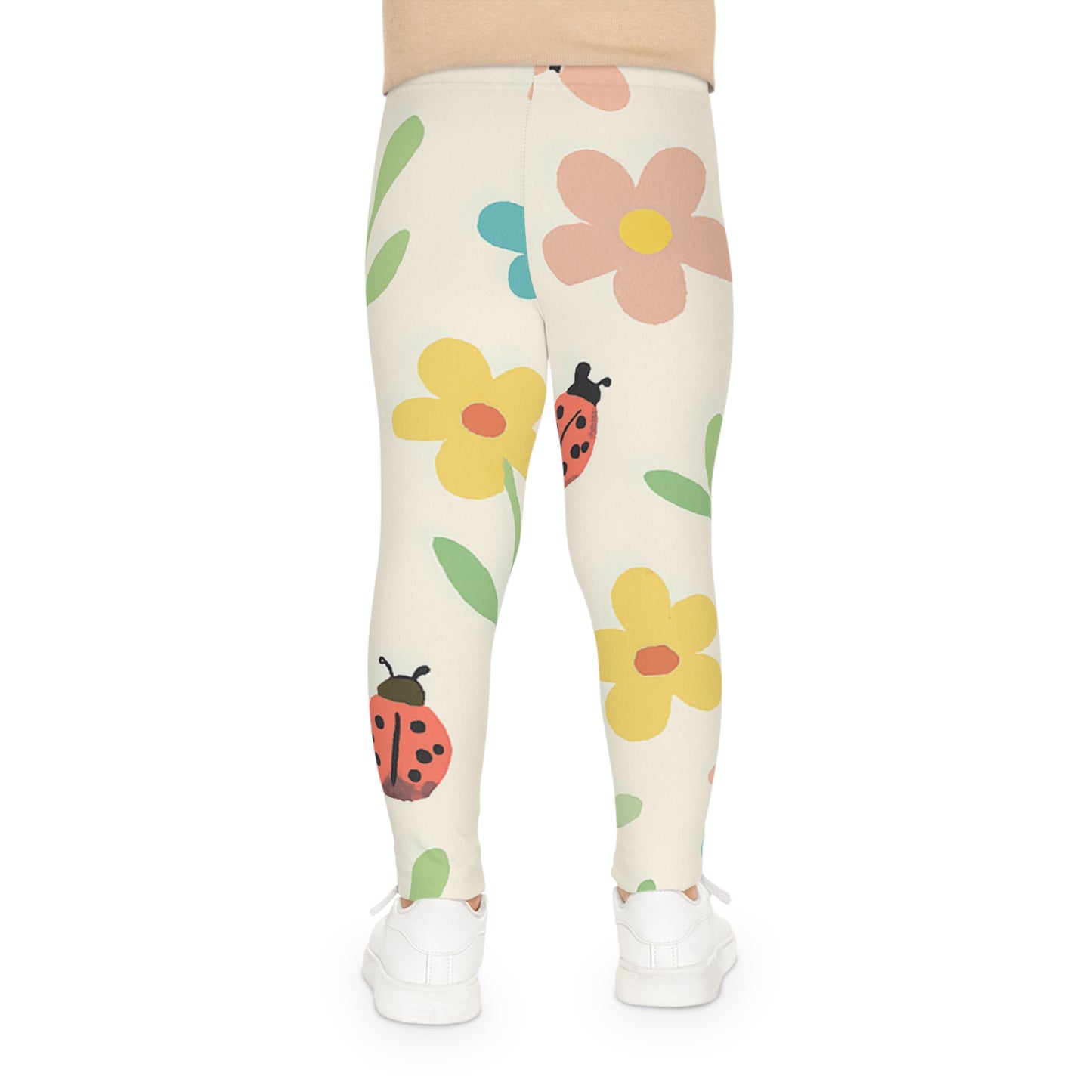 Kids Floral & Ladybug Leggings – Cute Spring Flower Pattern Stretch Pants for Girls | Playtime & Preschool L
