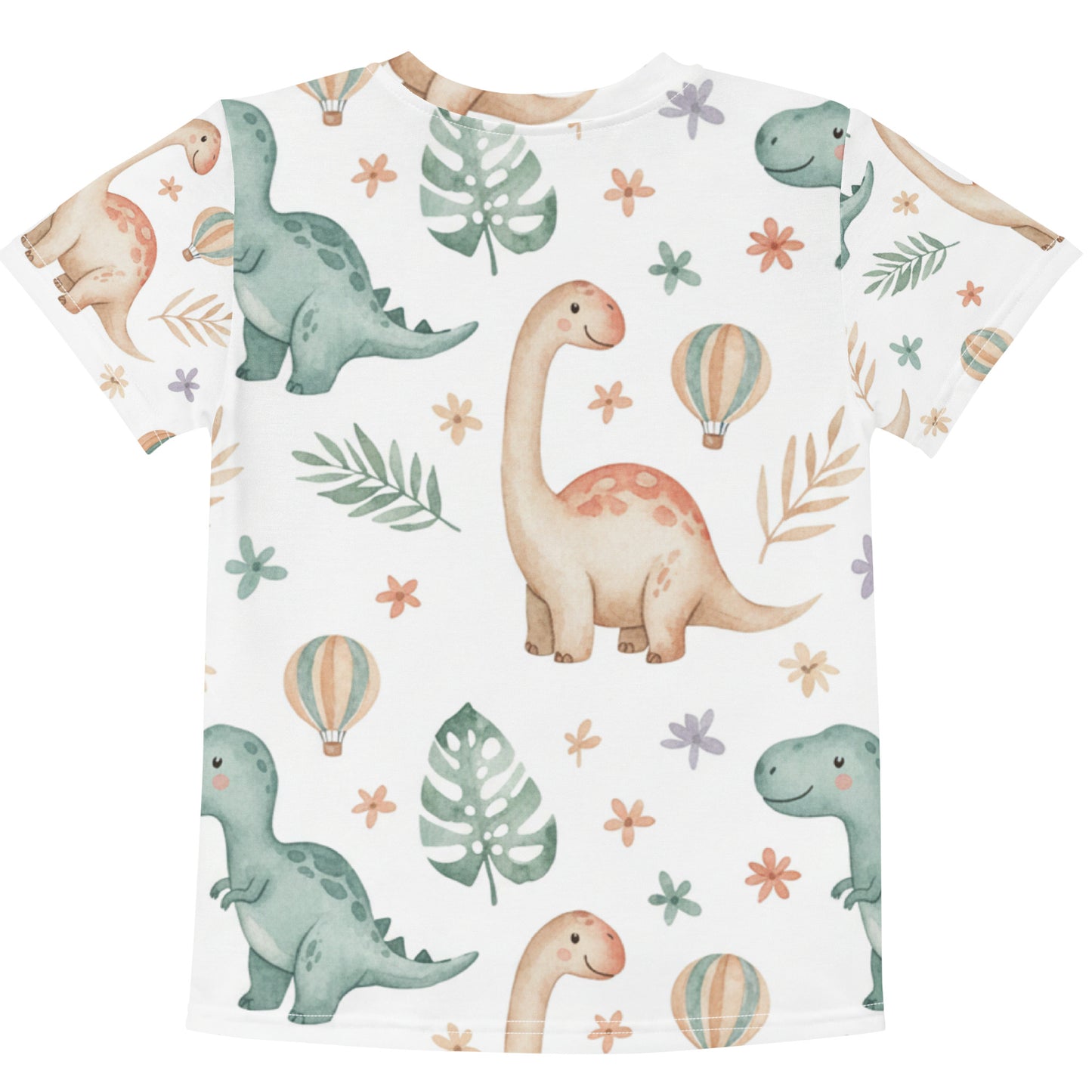 Kids Watercolor Jungle Dinosaur T-Shirt – Cute Boys & Girls Dino All-Over Print Tee for Playdates & Everyday Wear 7