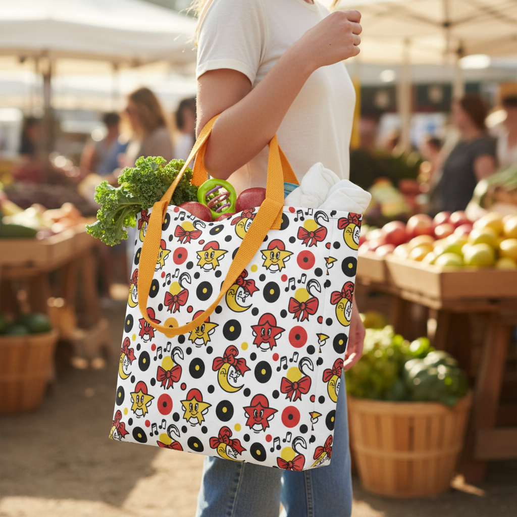 Cartoon Stars All-Over Print Tote Bag – Colourful Whimsical Everyday Carry Bag for Kids & Teens Default Title