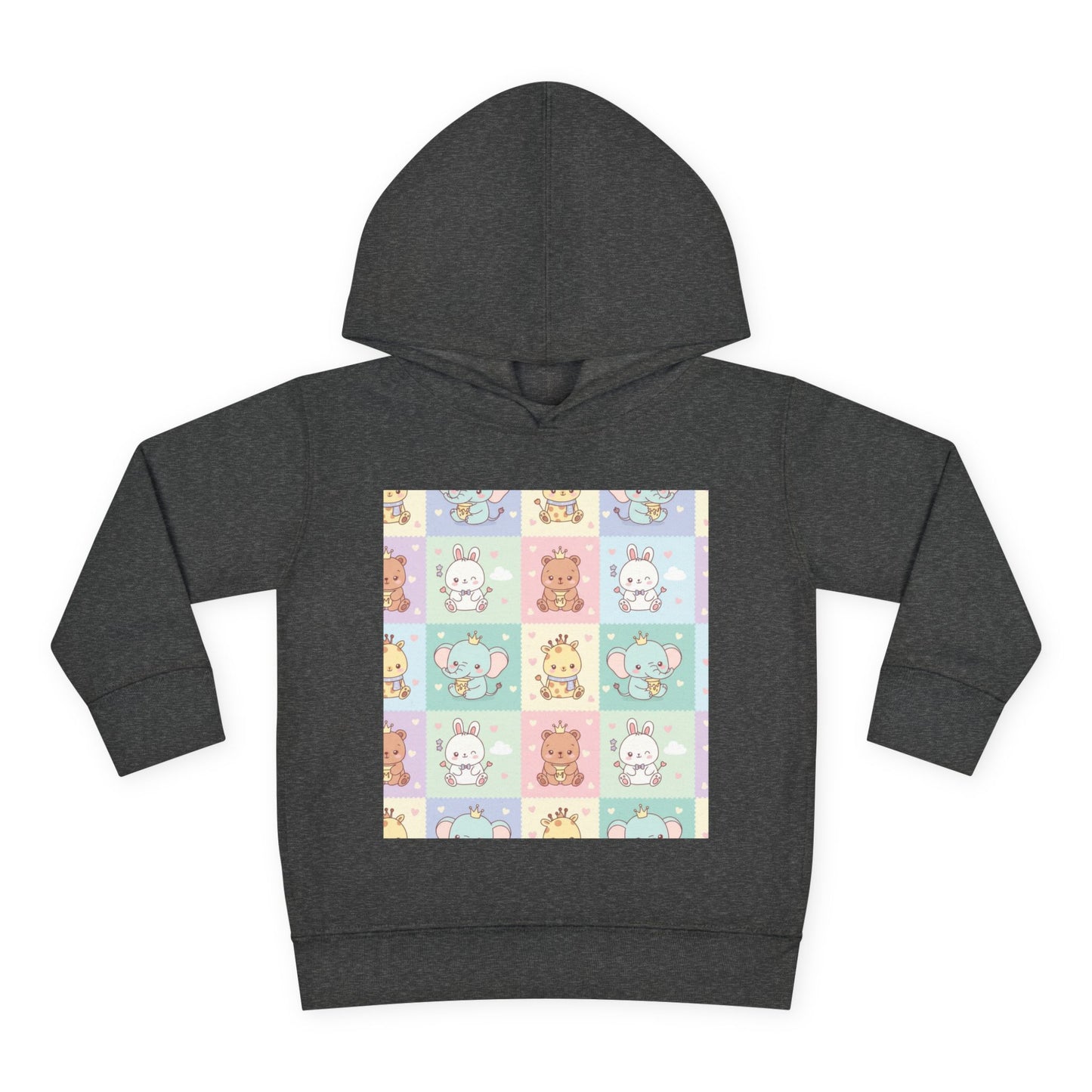 Toddler Hoodie – Cute Pastel Animal Patchwork Pullover for Boys & Girls | Soft Fleece Kids Sweatshirt Vintage Smoke