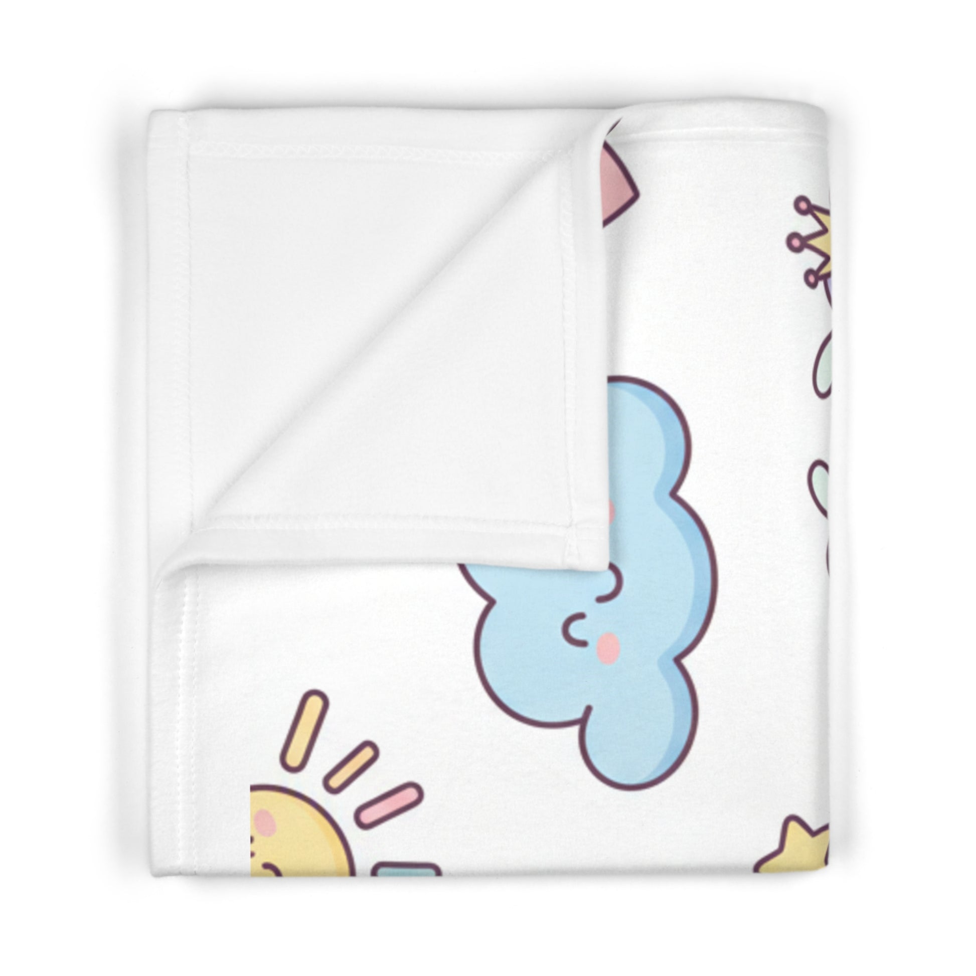 Soft Baby Blanket – Pastel Clouds & Stars Plush Nursery Throw for Newborns 30" × 40" White