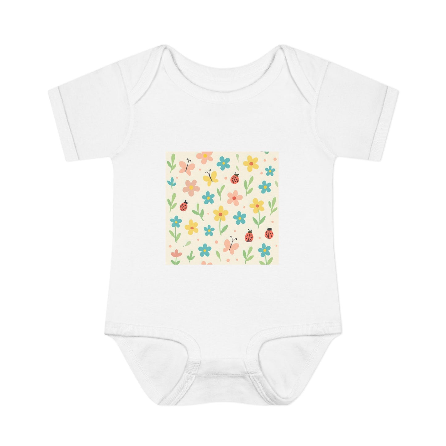 Floral Baby Bodysuit – Pastel Garden Infant Onesie | Soft Cotton Newborn Gift for Boys & Girls White