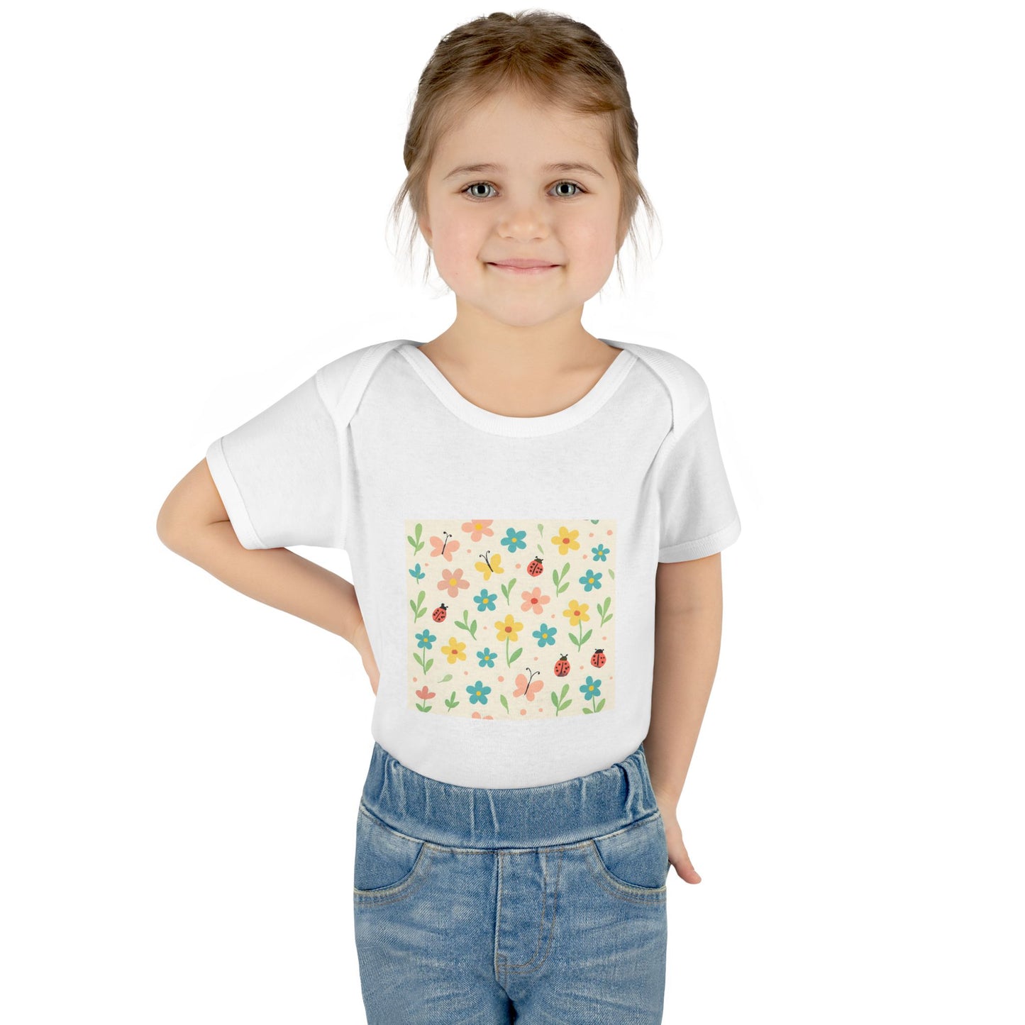Floral Baby Bodysuit – Pastel Garden Infant Onesie | Soft Cotton Newborn Gift for Boys & Girls White