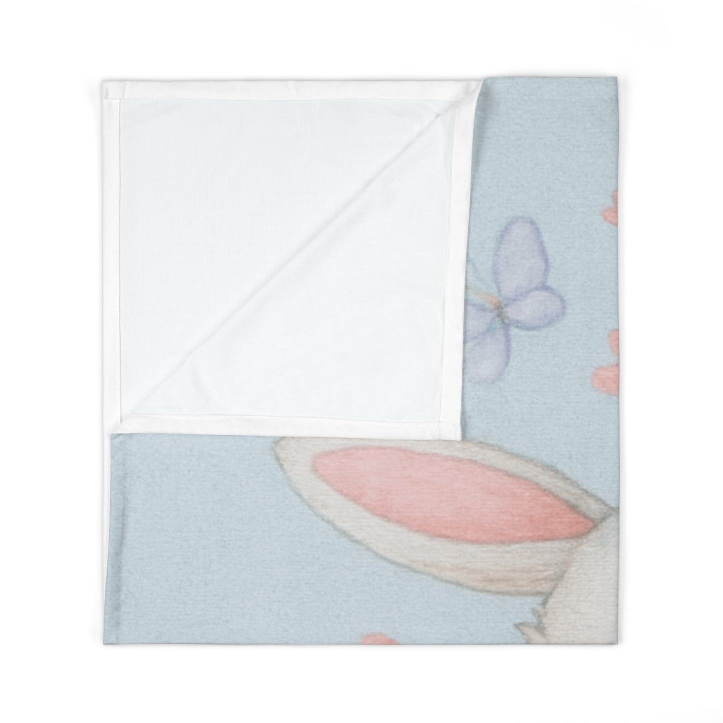 Easter Bunny Baby Swaddle Blanket – Soft Pastel Floral Newborn Wrap for Spring & Easter Gifting 30" × 40" White