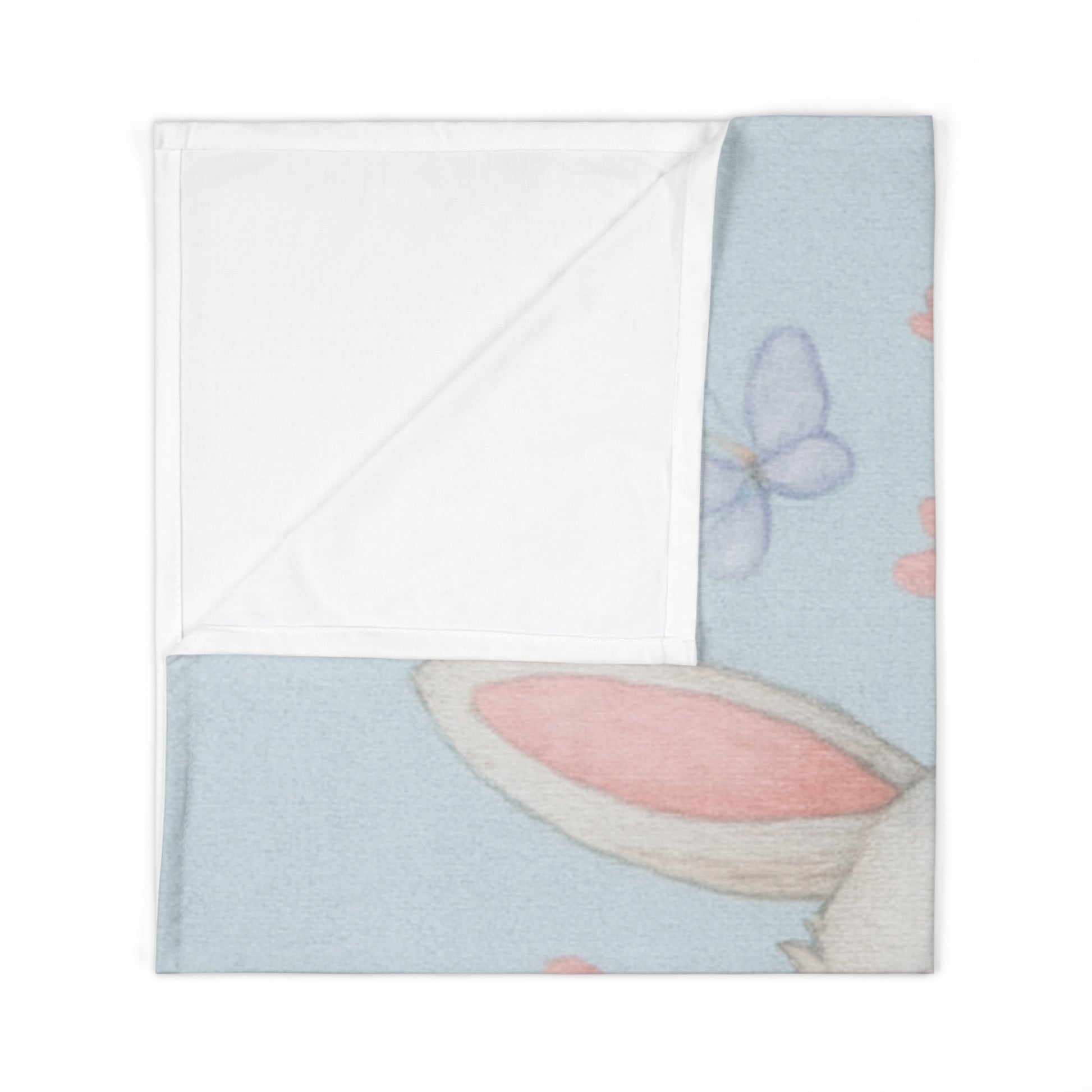 Easter Bunny Baby Swaddle Blanket – Soft Pastel Floral Newborn Wrap for Spring & Easter Gifting 30" × 40" White