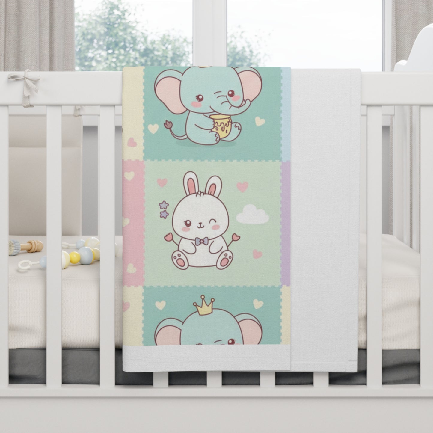 Soft Fleece Baby Blanket – Cosy All-Over Print Newborn Blanket | Perfect Baby Shower Gift 30" × 40" White