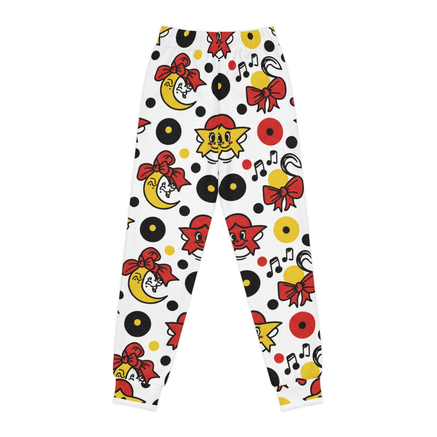 Youth Joggers – Retro Cartoon Records & Music Notes All-Over Print Kids Jogger Pants for Boys & Girls