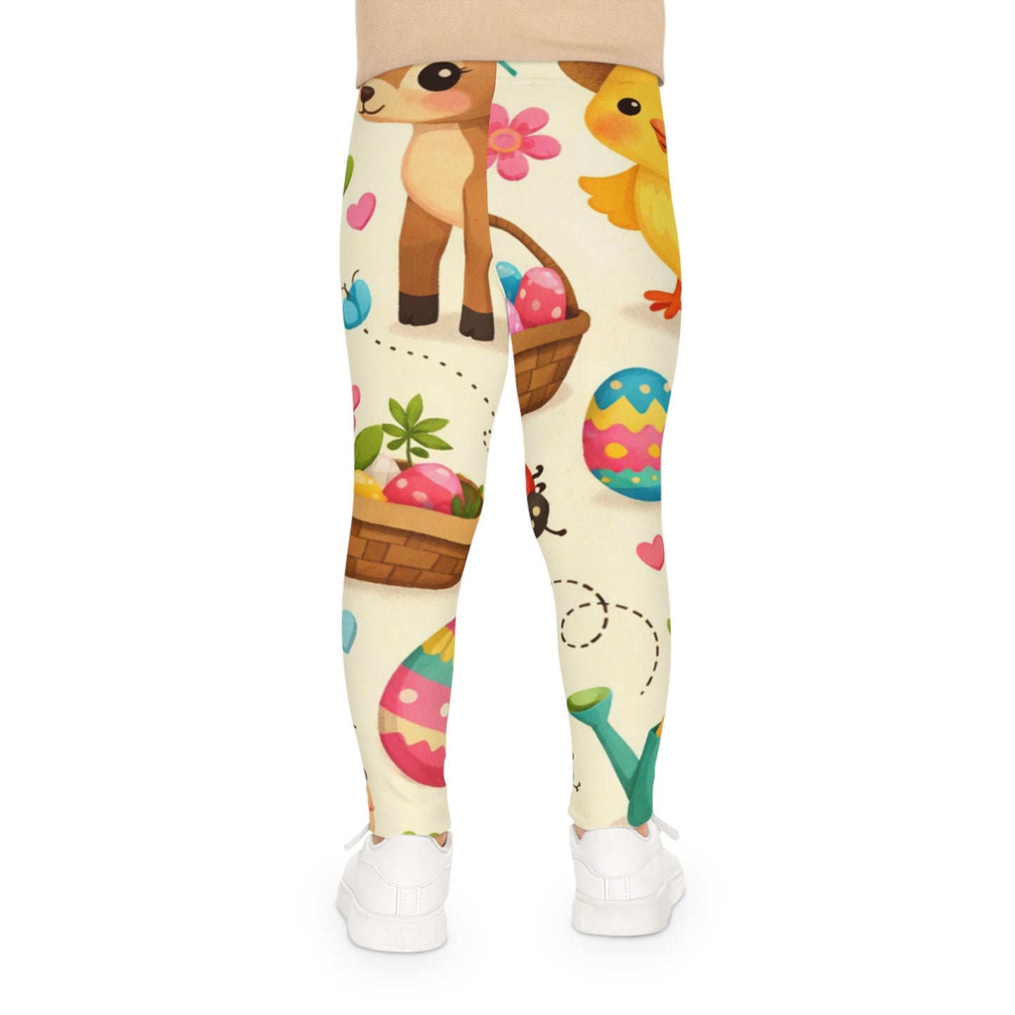 Easter Kids Leggings – Cute Girls Spring Chicks, Bunnies & Eggs All-Over Print Toddler Leggings L