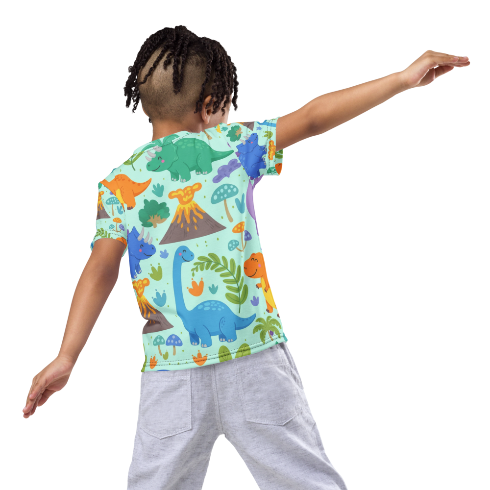 Kids Dinosaur T-Shirt – All-Over Dino Print Tee for Boys & Girls 7