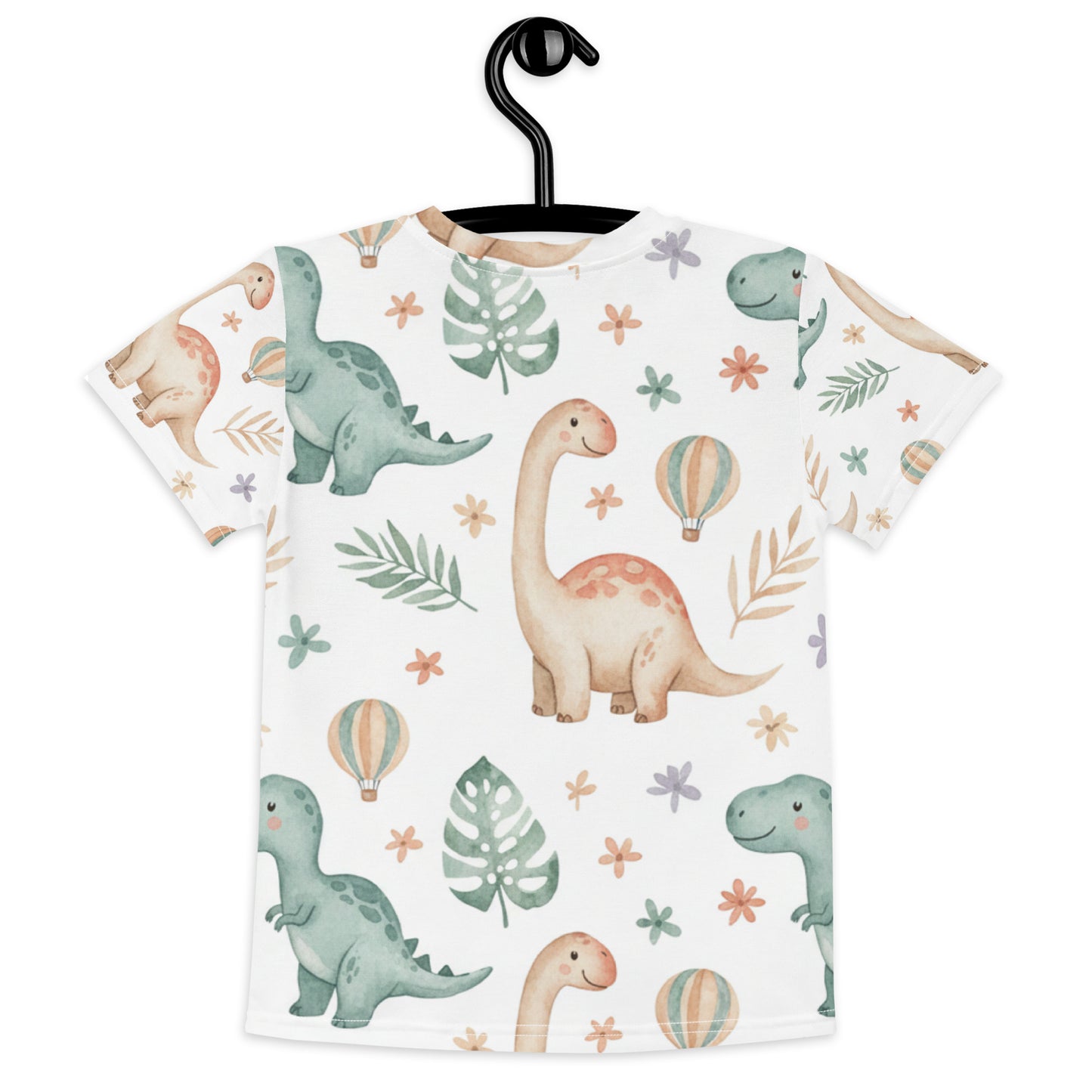 Kids Watercolor Jungle Dinosaur T-Shirt – Cute Boys & Girls Dino All-Over Print Tee for Playdates & Everyday Wear 7
