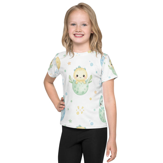 Kids Hatching Dino Eggs T-Shirt – Cute Boys & Girls Kawaii Baby Dinosaur All-Over Print Tee 7