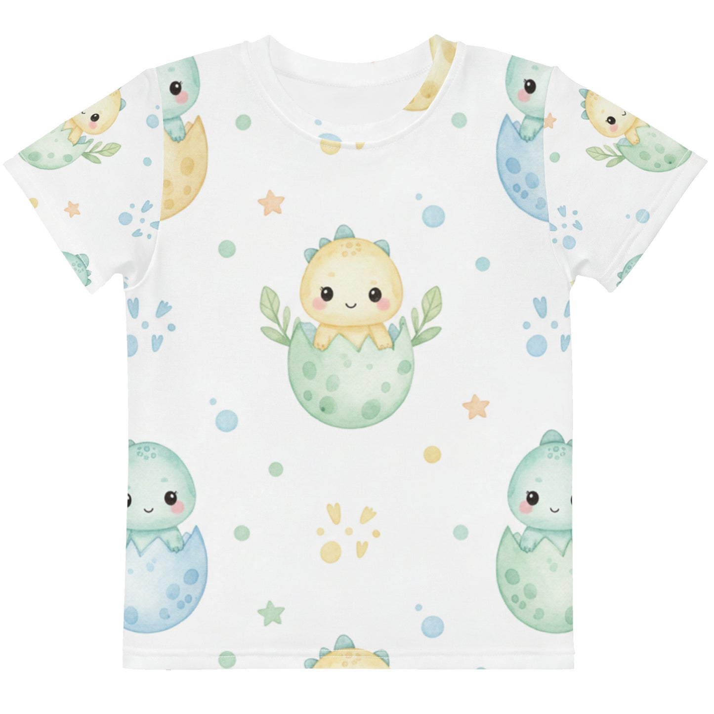 Kids Hatching Dino Eggs T-Shirt – Cute Boys & Girls Kawaii Baby Dinosaur All-Over Print Tee 7