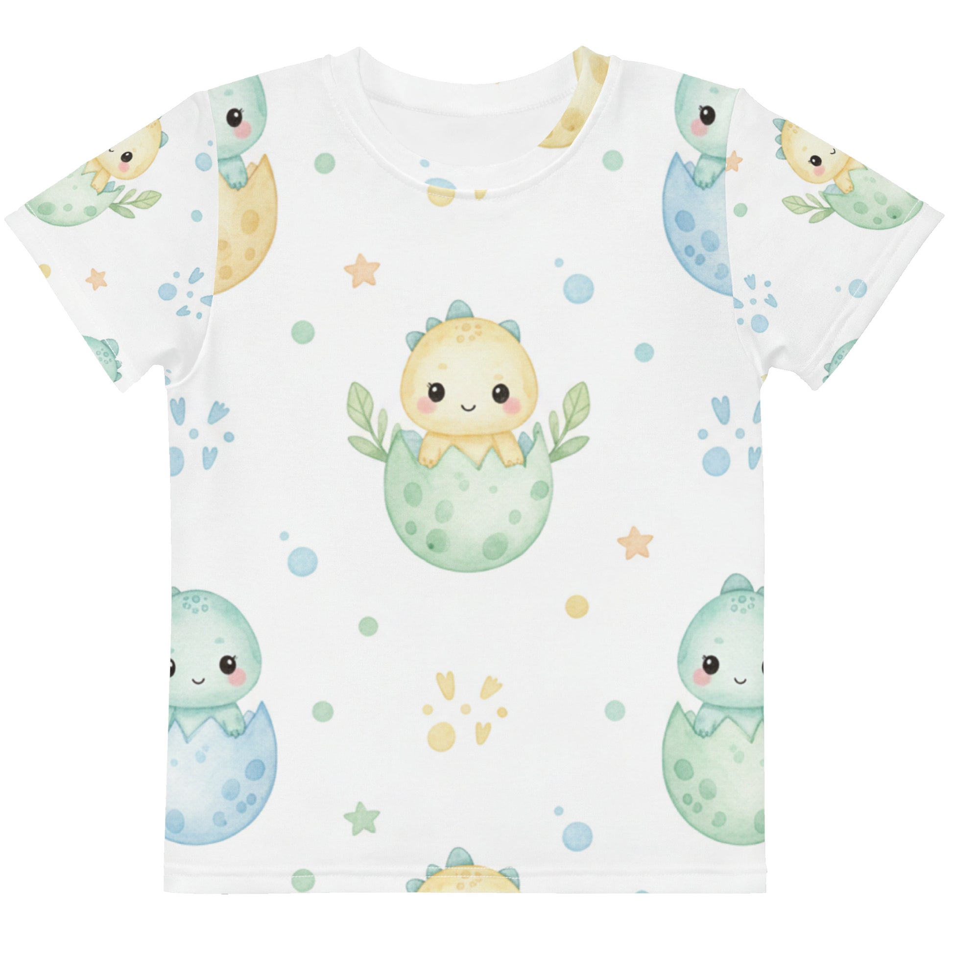 Kids Hatching Dino Eggs T-Shirt – Cute Boys & Girls Kawaii Baby Dinosaur All-Over Print Tee 7