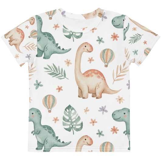 Kids Watercolor Jungle Dinosaur T-Shirt – Cute Boys & Girls Dino All-Over Print Tee for Playdates & Everyday Wear 7