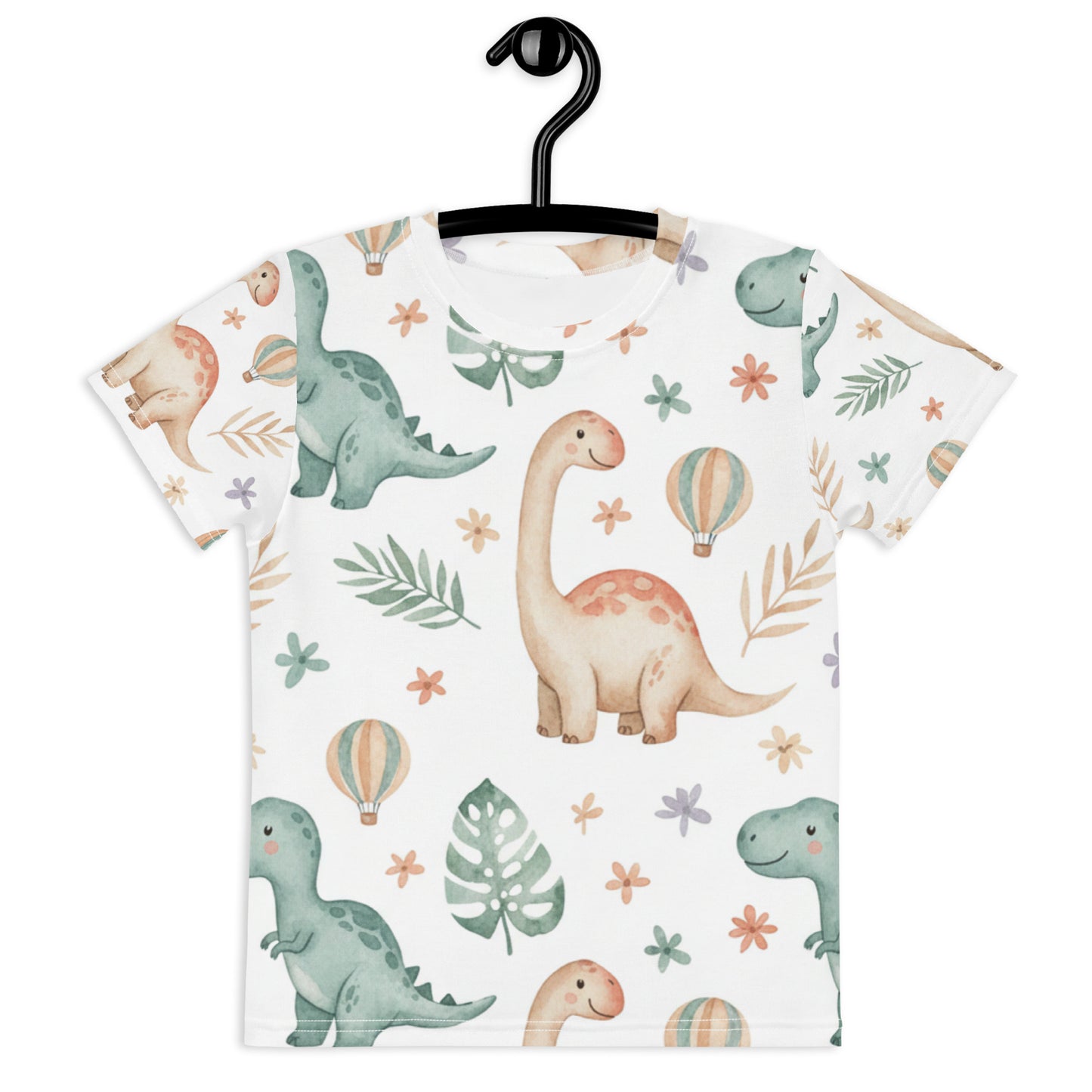 Kids Watercolor Jungle Dinosaur T-Shirt – Cute Boys & Girls Dino All-Over Print Tee for Playdates & Everyday Wear 7