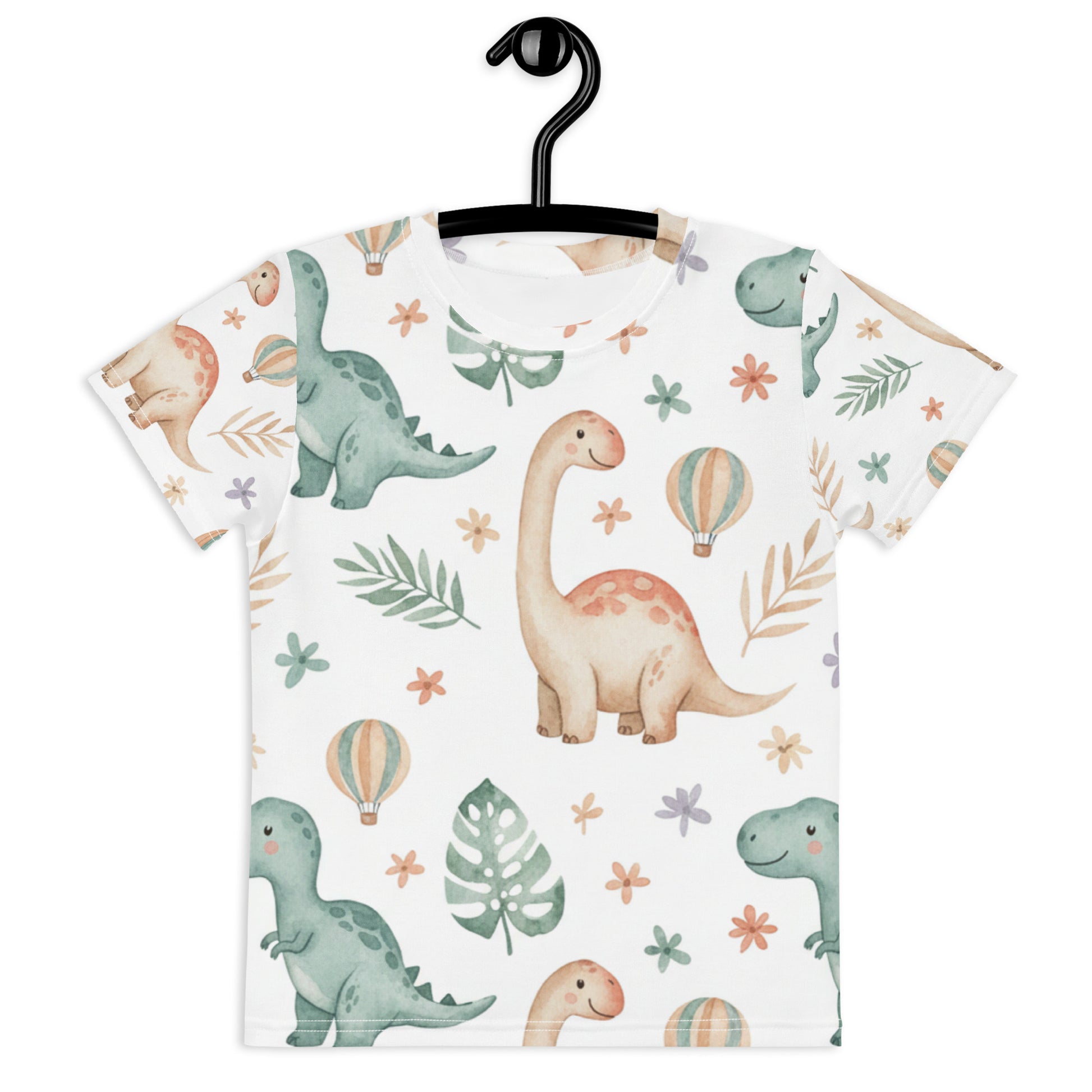 Kids Watercolor Jungle Dinosaur T-Shirt – Cute Boys & Girls Dino All-Over Print Tee for Playdates & Everyday Wear 7