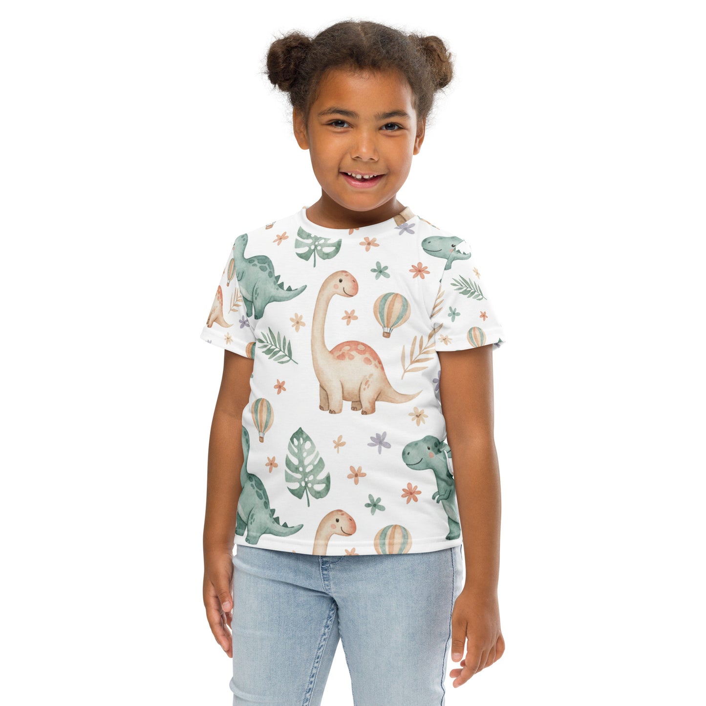 Kids Watercolor Jungle Dinosaur T-Shirt – Cute Boys & Girls Dino All-Over Print Tee for Playdates & Everyday Wear 7