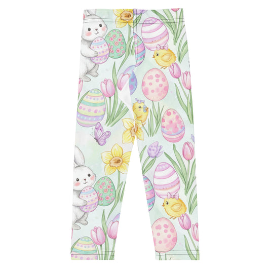 Kids Easter Leggings – Cute Girls Pastel Bunny & Tulip All-Over Print for Easter & Spring Playdates