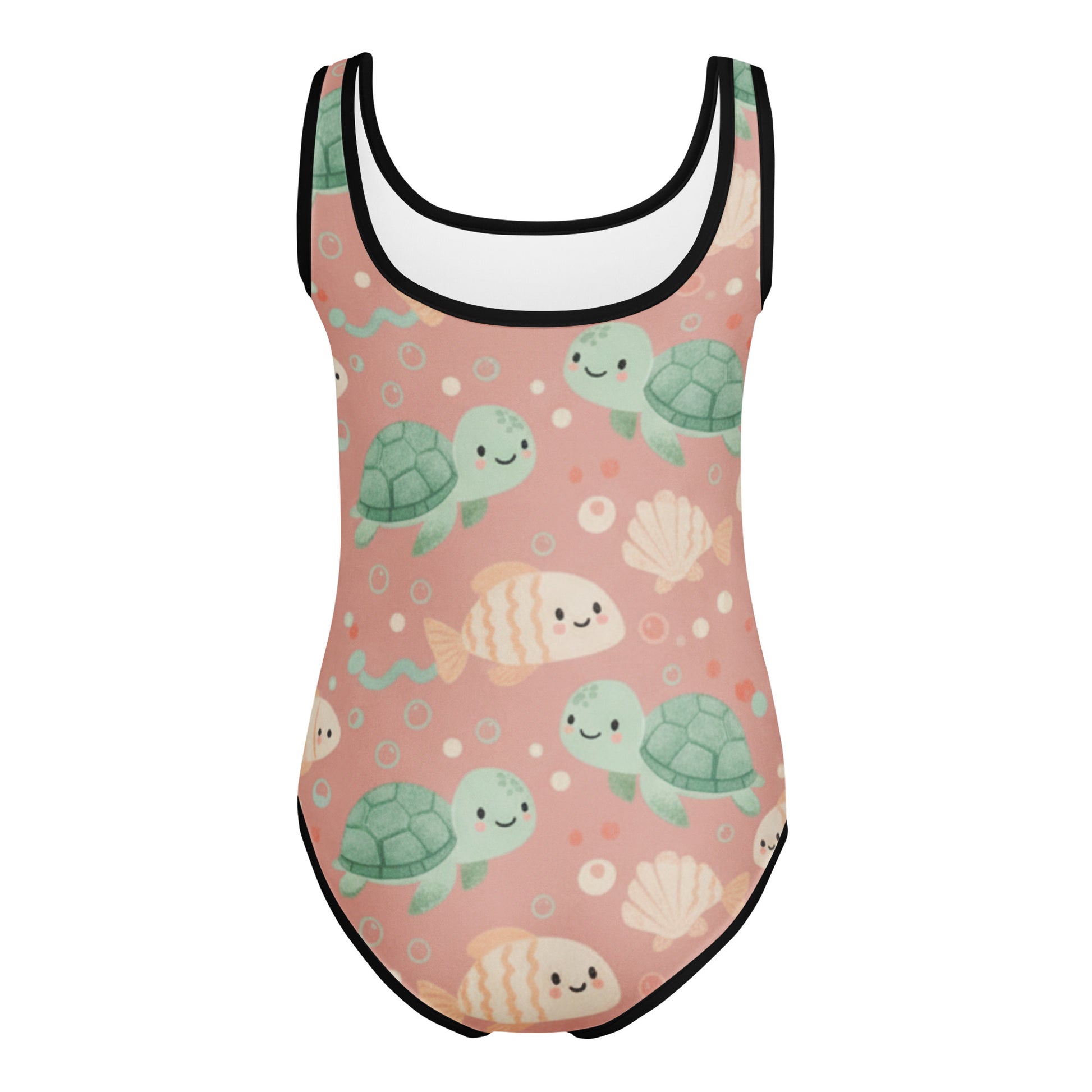 Girls Ocean Blue Swimsuit – Cute Kids One-Piece Underwater Print Summer Swimwear 7