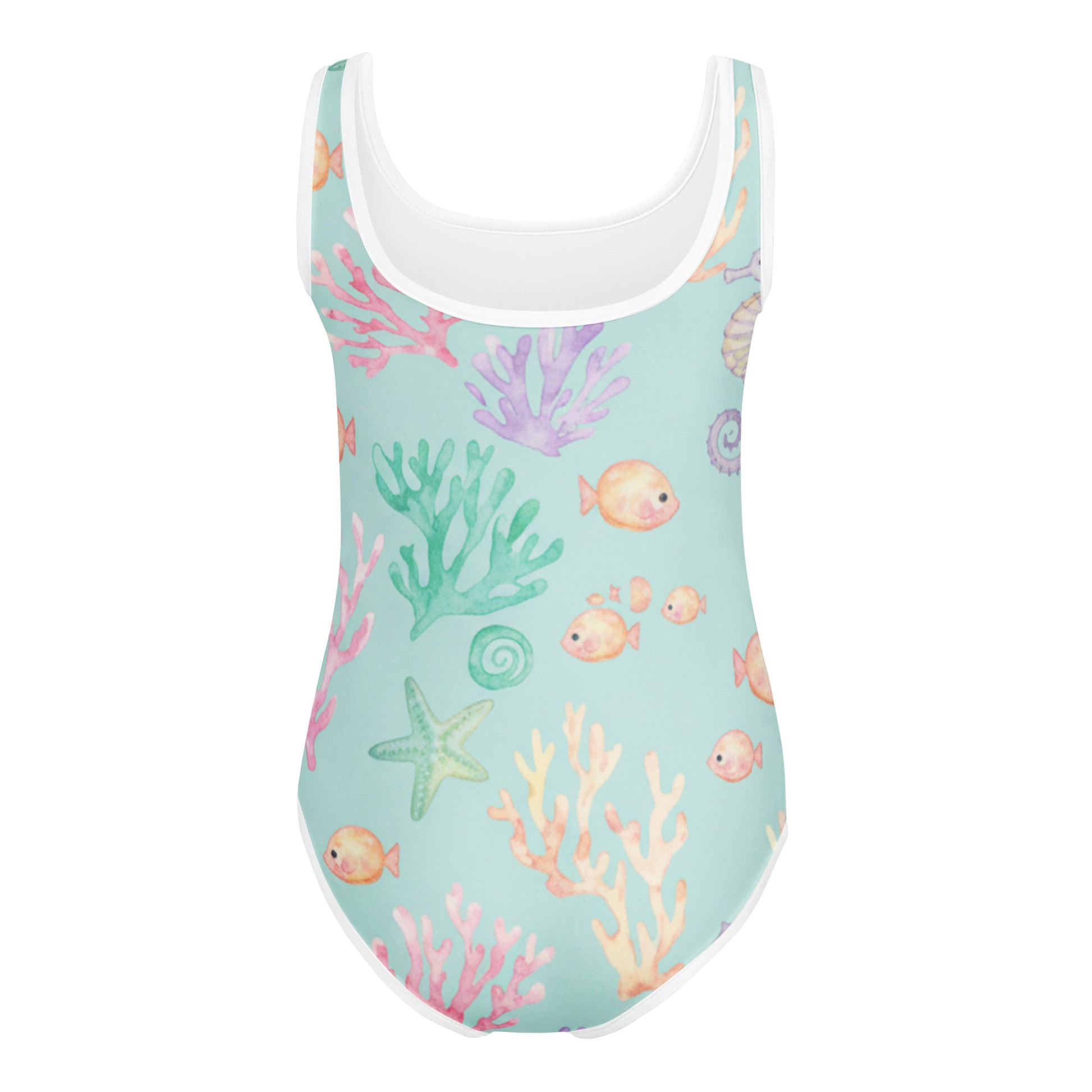 Girls Botanical Garden Swimsuit – Cute Kids One-Piece Mint Floral Summer Swimwear 7