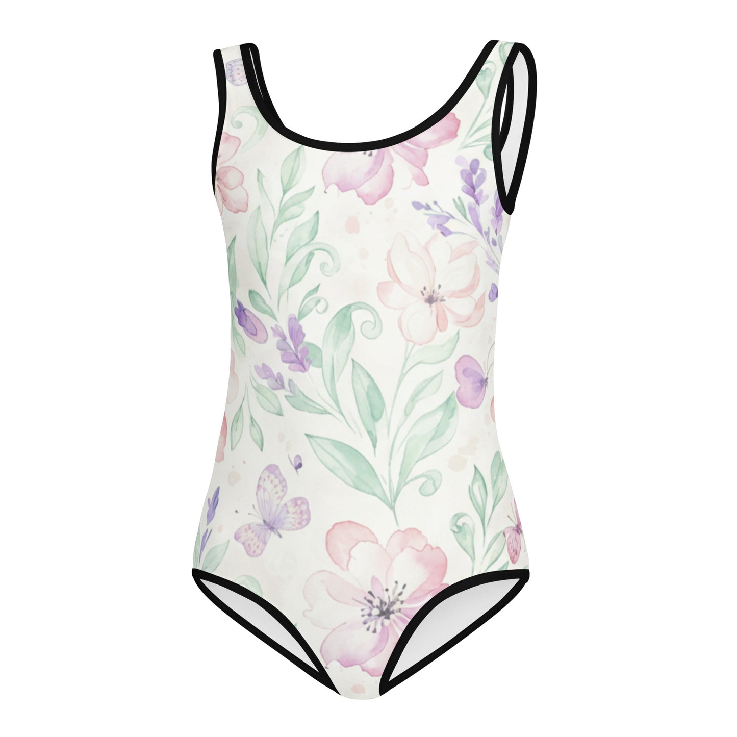 Kids Swimsuit – Watercolour Floral Print Girls One-Piece Eco-Friendly Swimwear for Beach & Pool 7
