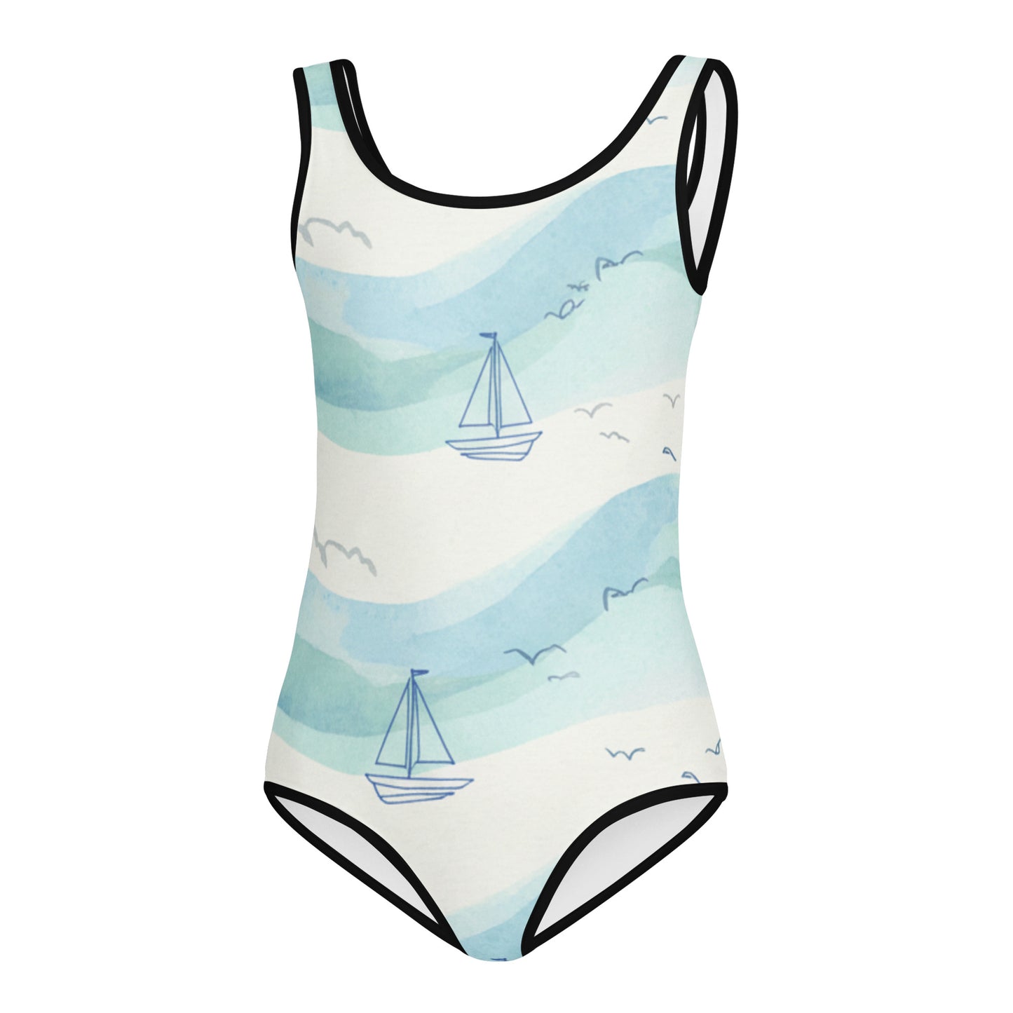 Kids Swimsuit – White Botanical Print Girls One-Piece | Eco-Friendly Stretch Swimwear for Beach & Pool 7