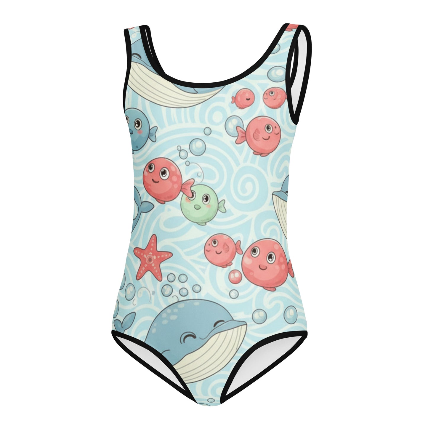 Girls Ocean Theme Kids One-Piece Swimsuit – Cute All-Over Print Summer Swimwear for Toddlers & Kids 7