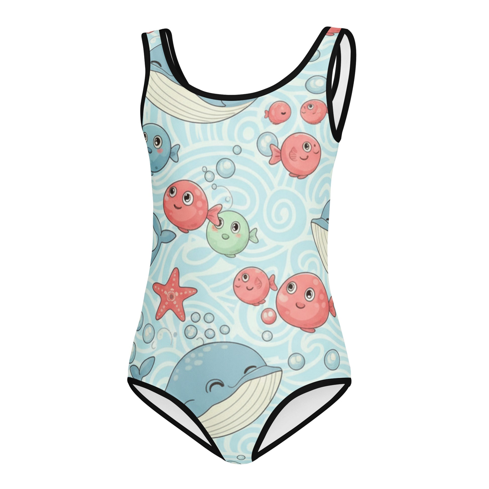 Girls Ocean Theme Kids One-Piece Swimsuit – Cute All-Over Print Summer Swimwear for Toddlers & Kids 7