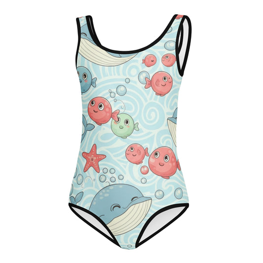 Girls Ocean Theme Kids One-Piece Swimsuit – Cute All-Over Print Summer Swimwear for Toddlers & Kids 7
