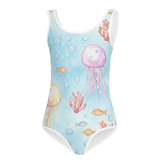 Girls Butterfly Floral Swimsuit – Cute Kids One-Piece Blue Summer Swimwear 7