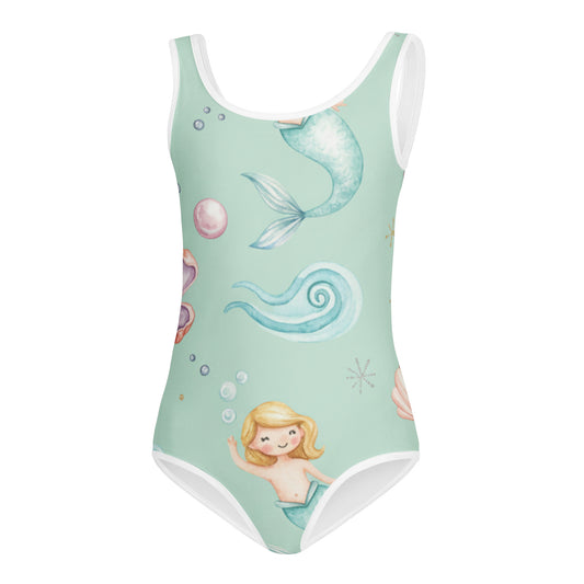 Girls Kawaii Animal Swimsuit – Cute Kids One-Piece Mint Summer Swimwear 7
