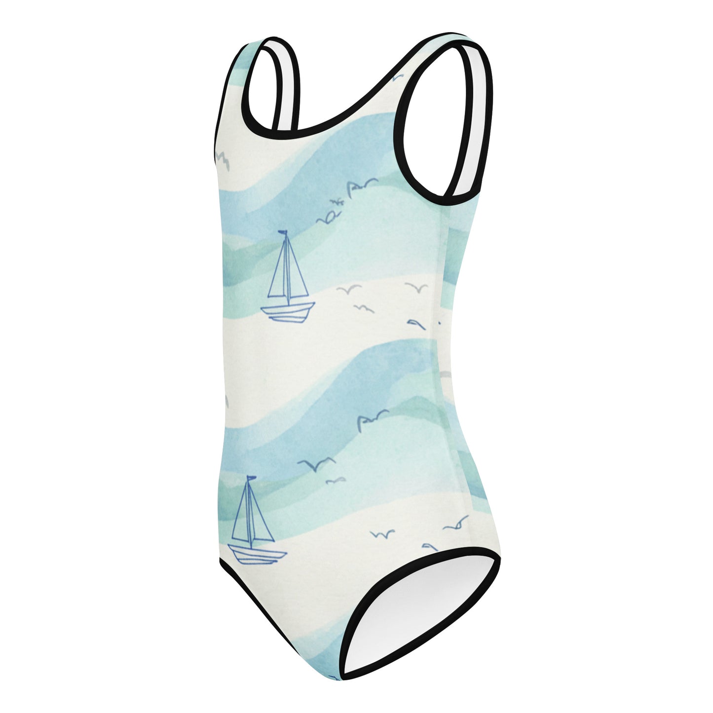 Kids Swimsuit – White Botanical Print Girls One-Piece | Eco-Friendly Stretch Swimwear for Beach & Pool 7