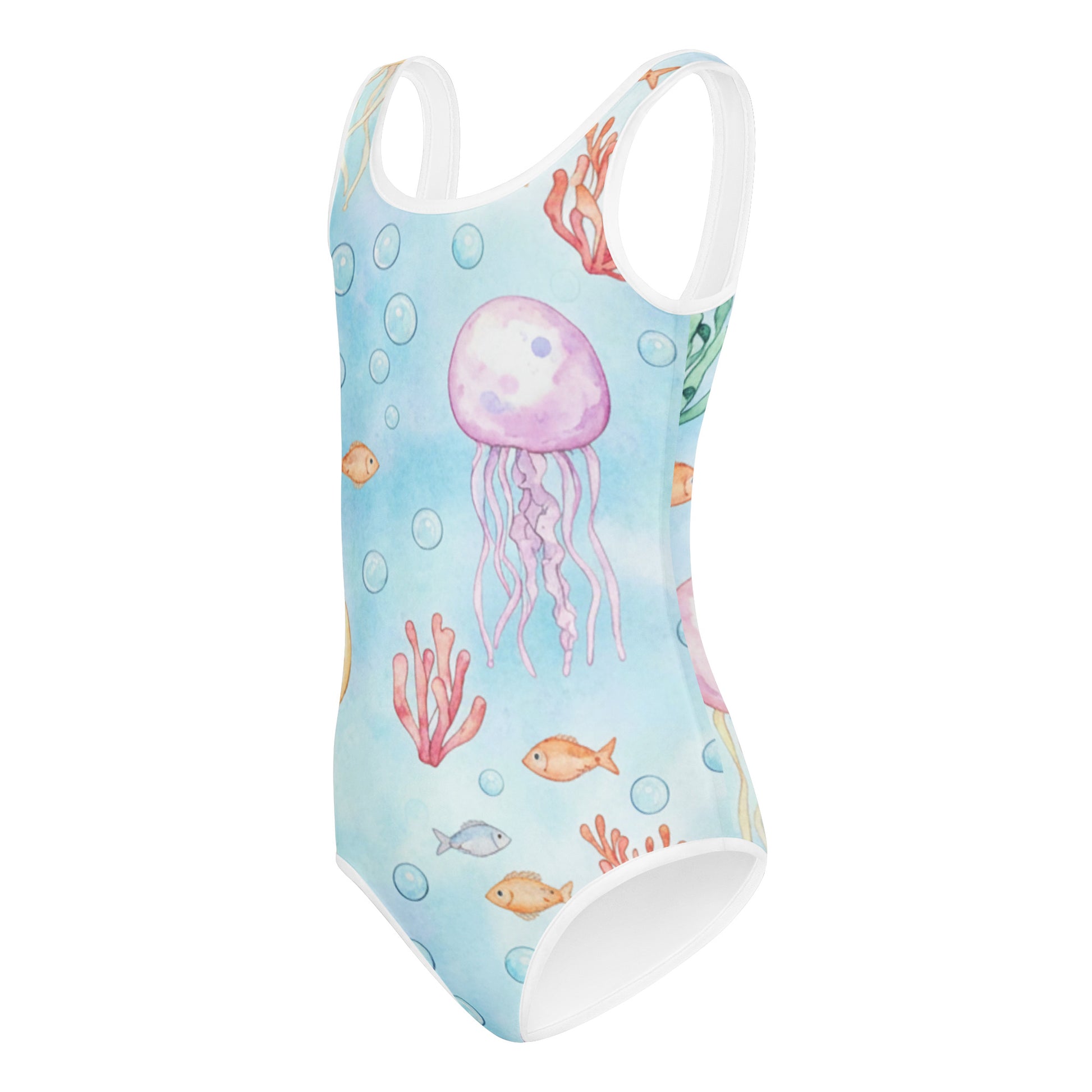 Girls Butterfly Floral Swimsuit – Cute Kids One-Piece Blue Summer Swimwear 7