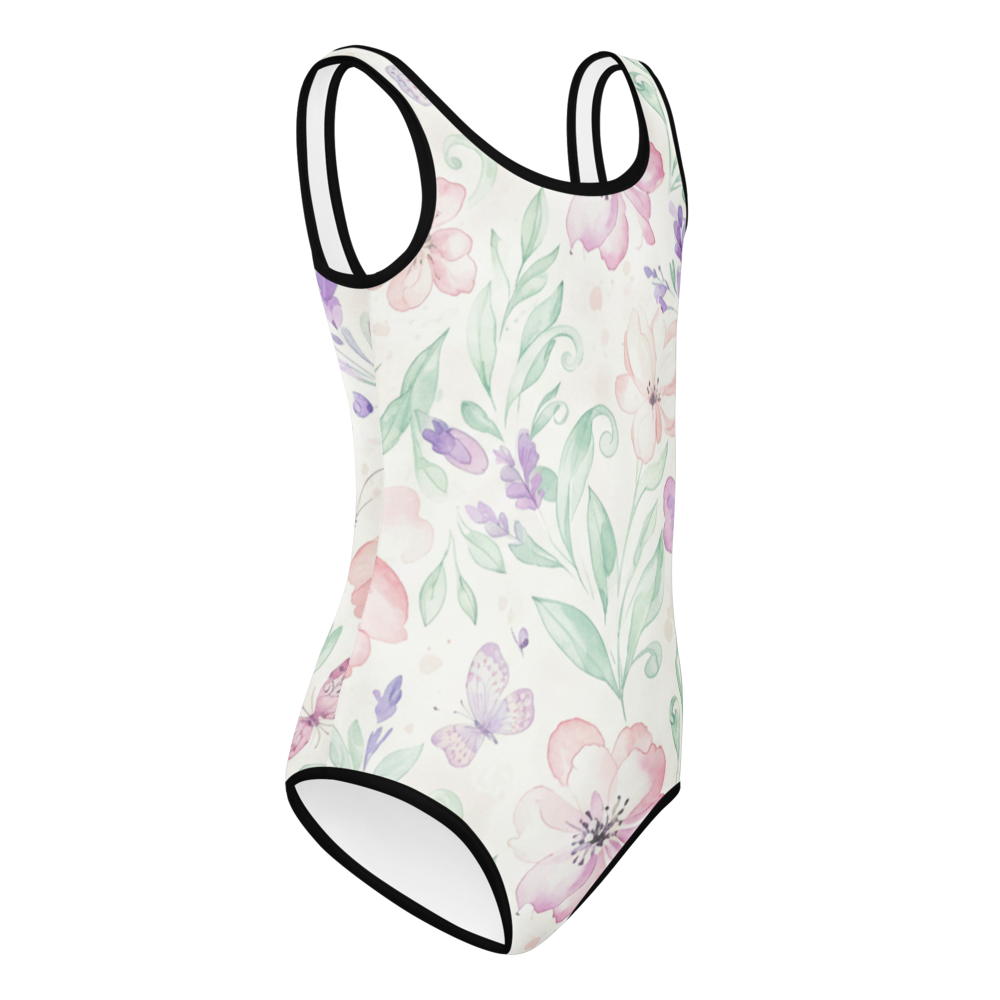 Kids Swimsuit – Watercolour Floral Print Girls One-Piece Eco-Friendly Swimwear for Beach & Pool 7