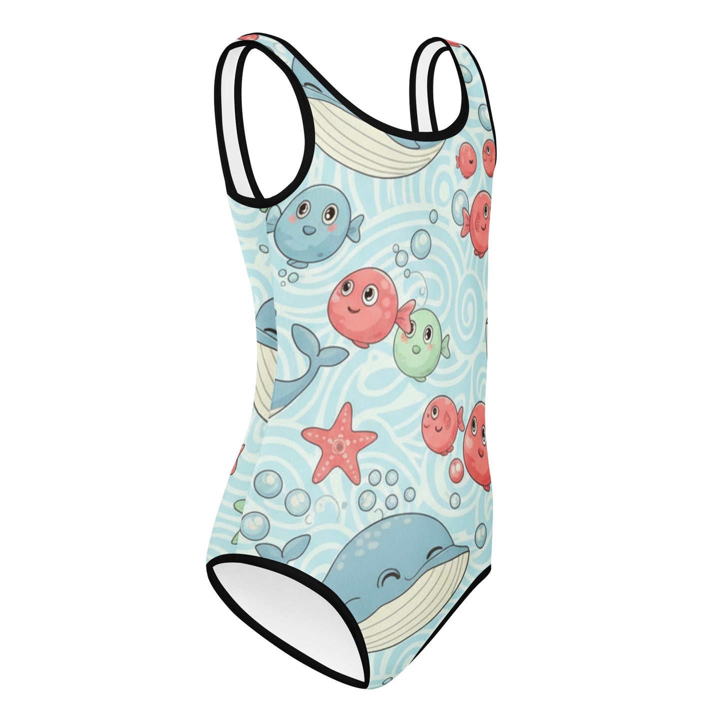 Girls Ocean Theme Kids One-Piece Swimsuit – Cute All-Over Print Summer Swimwear for Toddlers & Kids 7