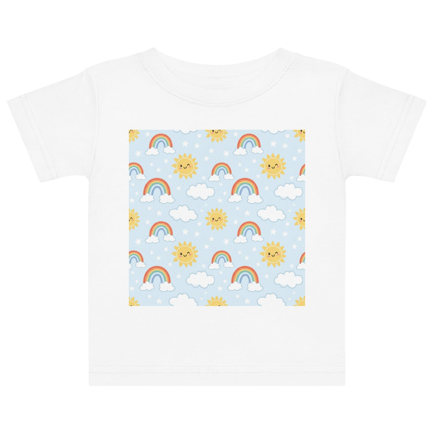 Baby Rainbow & Sunshine Jersey T-Shirt – Cheerful Soft Cotton Tee for Newborns & Infants | Happy Everyday Baby Top