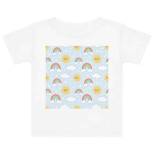 Baby Rainbow & Sunshine Jersey T-Shirt – Cheerful Soft Cotton Tee for Newborns & Infants | Happy Everyday Baby Top