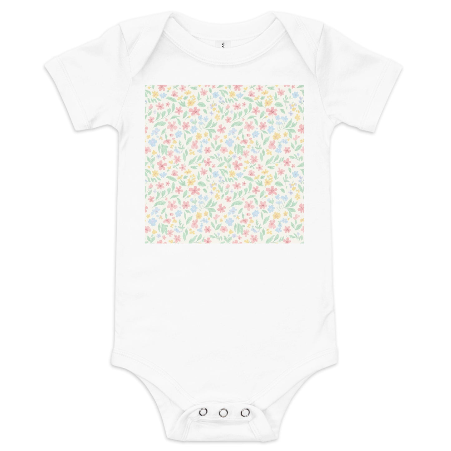 Baby Pastel Flowers Short Sleeve One Piece – Soft Cotton Spring Onesie for Newborns & Infants | Adorable Baby Essential 12-18m