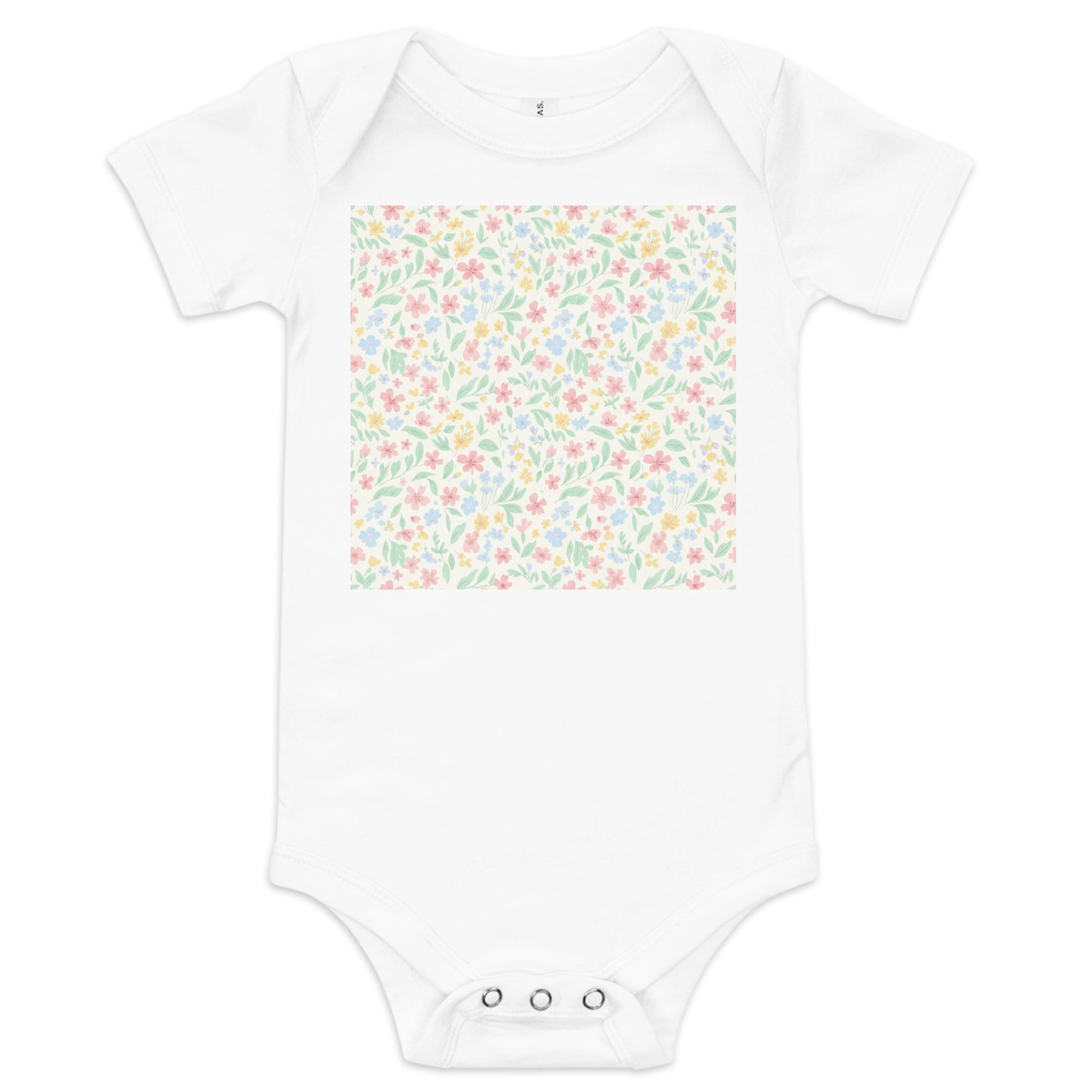 Baby Pastel Flowers Short Sleeve One Piece – Soft Cotton Spring Onesie for Newborns & Infants | Adorable Baby Essential 12-18m