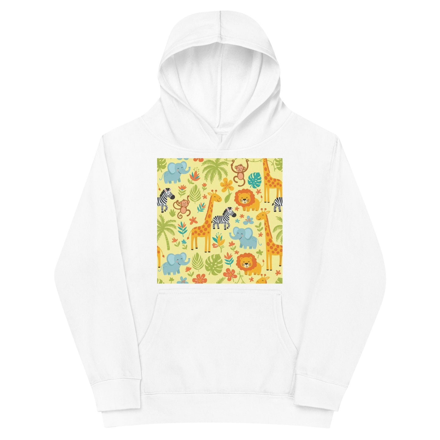 Kids Hoodie – Jungle Animal Print Fleece Pullover for Boys & Girls