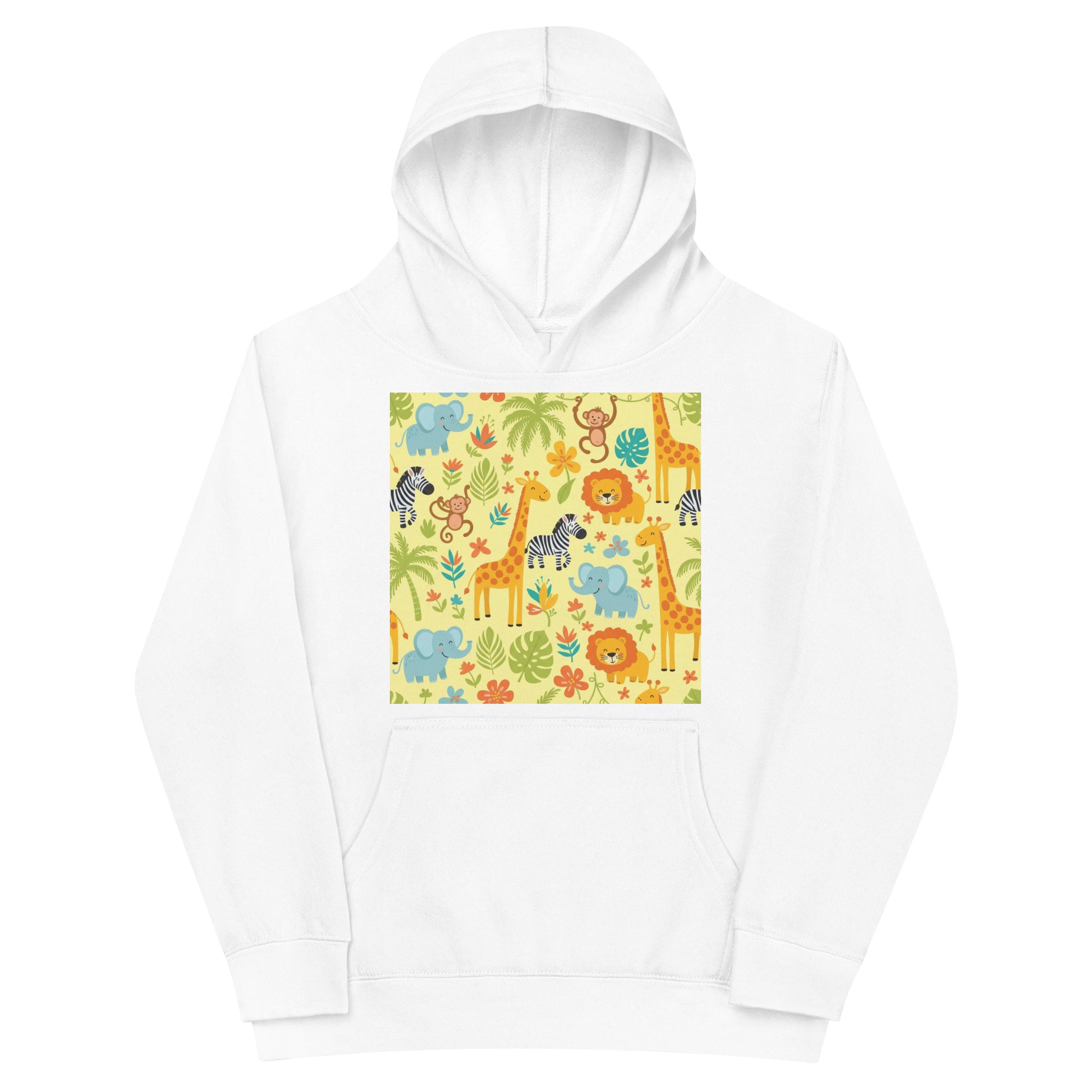 Kids Hoodie – Jungle Animal Print Fleece Pullover for Boys & Girls