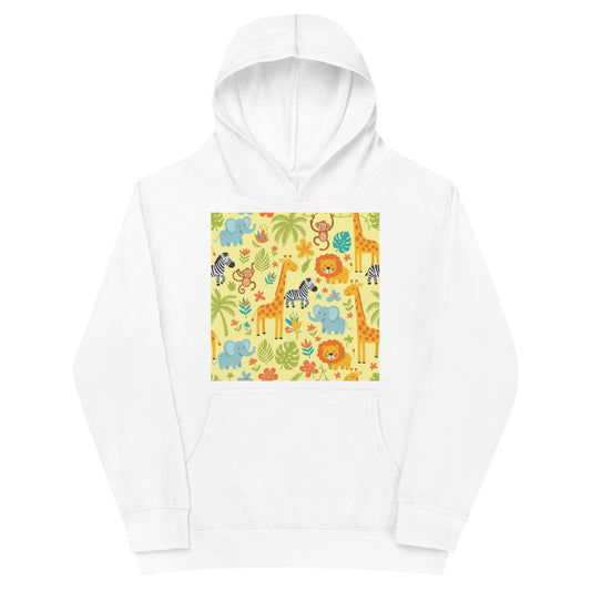 Kids Hoodie – Jungle Animal Print Fleece Pullover for Boys & Girls