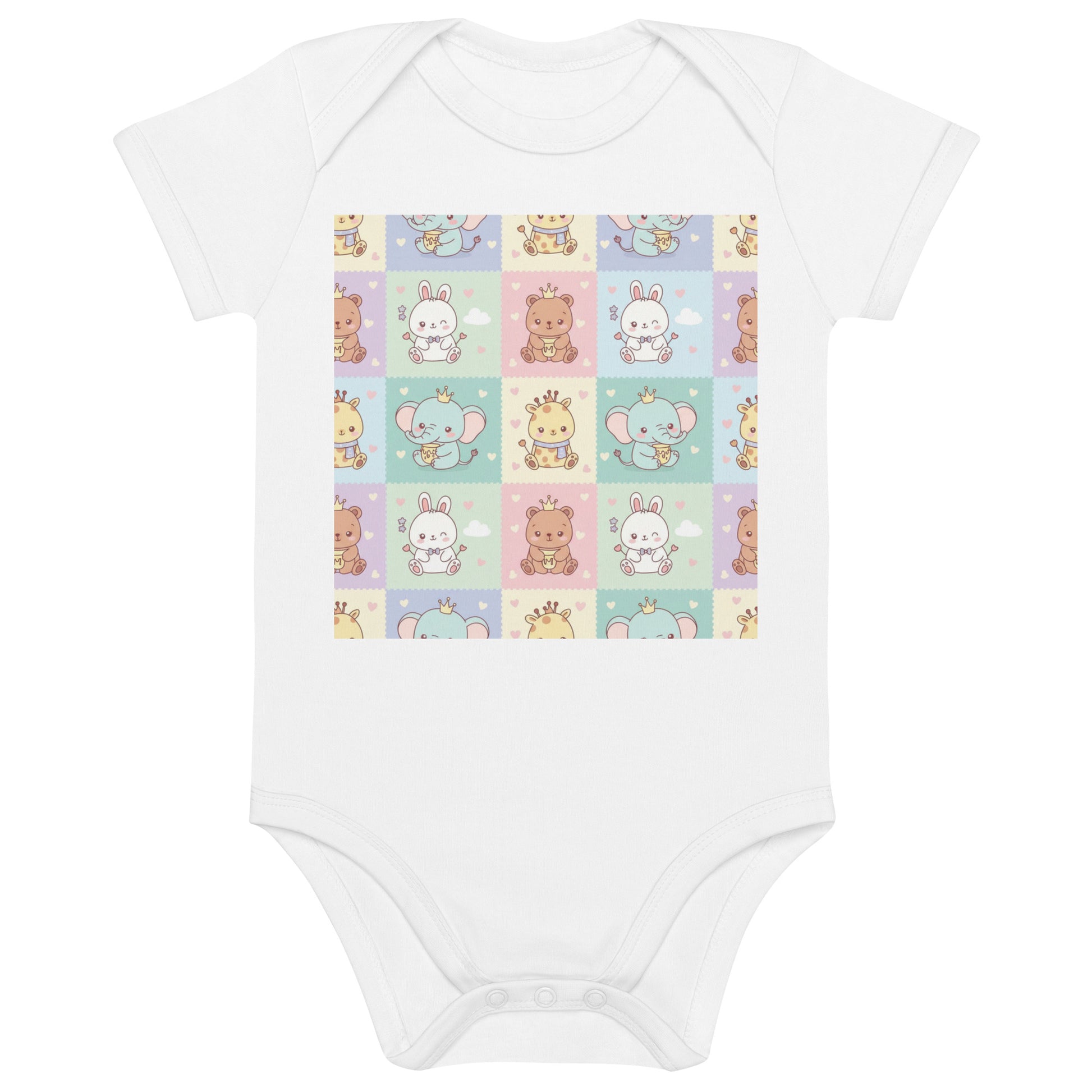 Organic Cotton Baby Bodysuit – Cute Cartoon Animal Print Onesie | Soft Eco-Friendly Infant Clothing 12-18m