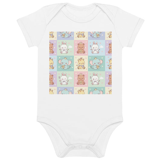 Organic Cotton Baby Bodysuit – Cute Cartoon Animal Print Onesie | Soft Eco-Friendly Infant Clothing 12-18m