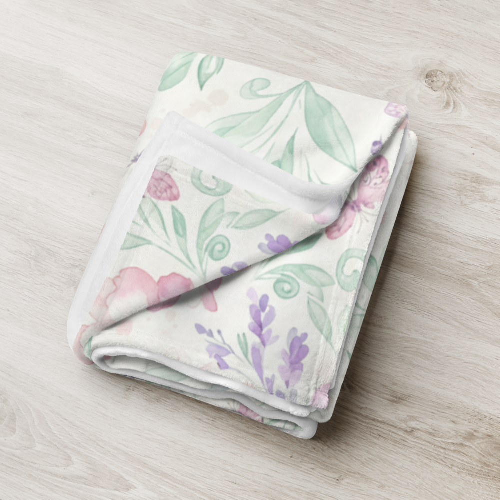 Baby Blanket – Butterfly Garden Watercolour Throw for Newborns & Toddlers 60″×80″