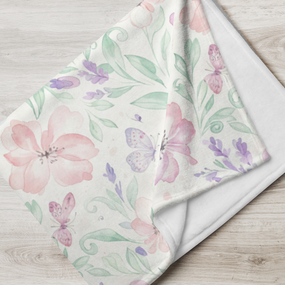 Baby Blanket – Butterfly Garden Watercolour Throw for Newborns & Toddlers 60″×80″