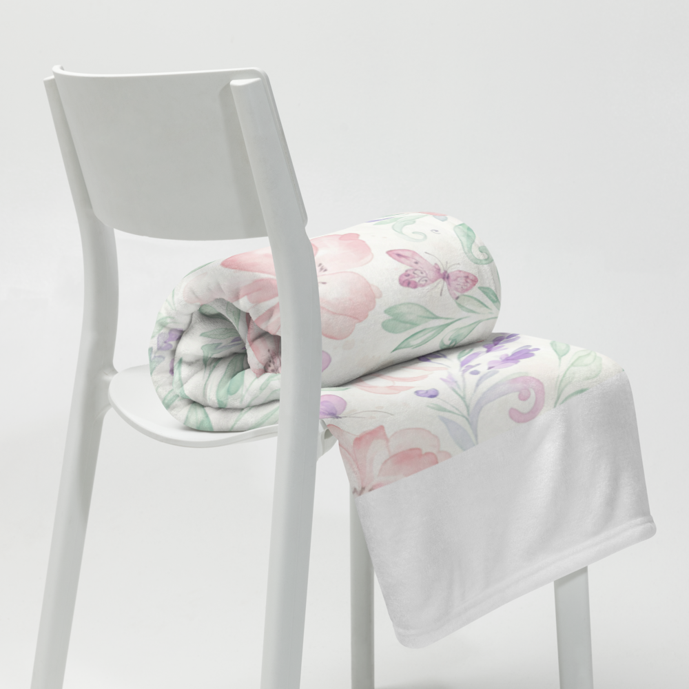 Baby Blanket – Butterfly Garden Watercolour Throw for Newborns & Toddlers 60″×80″