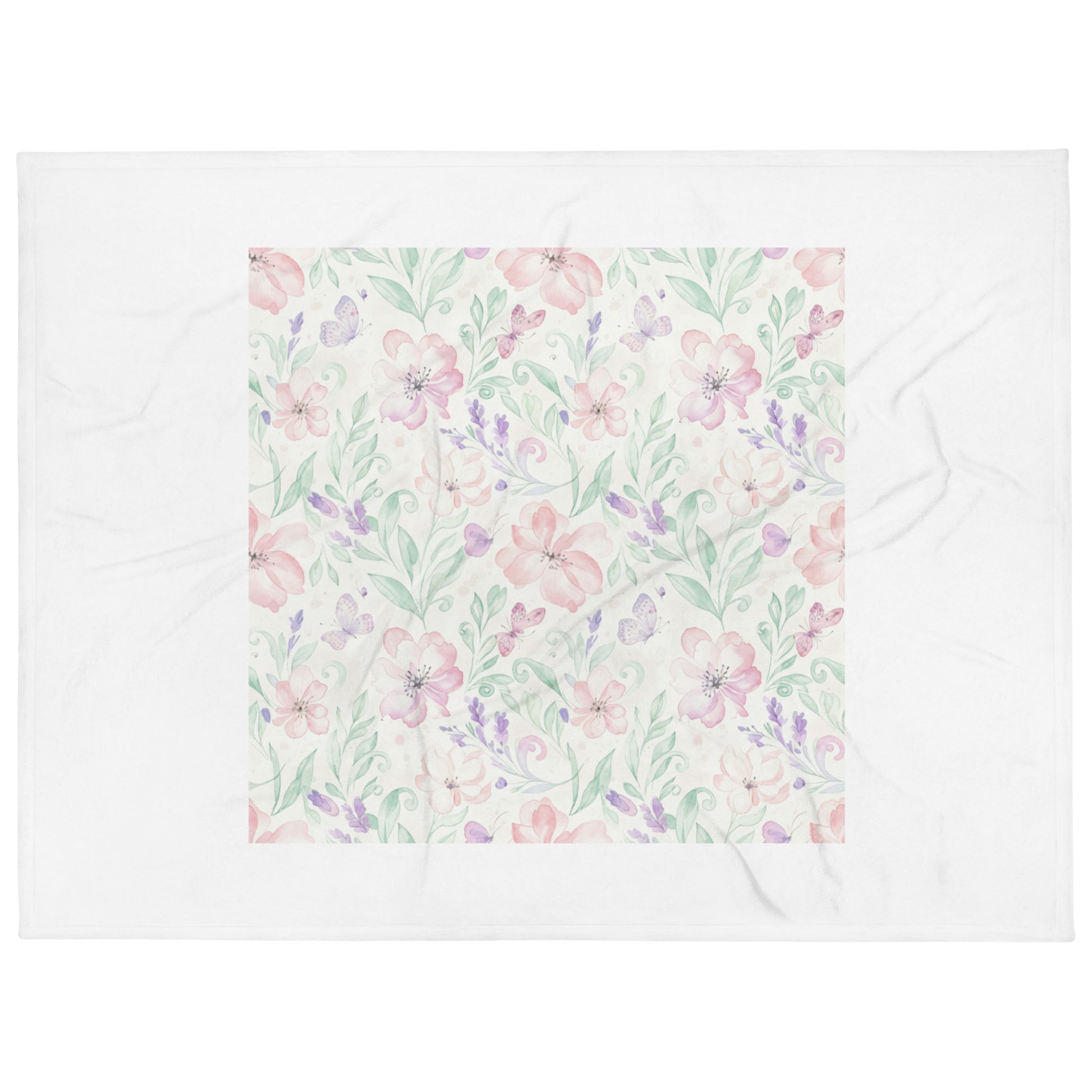 Baby Blanket – Butterfly Garden Watercolour Throw for Newborns & Toddlers 60″×80″