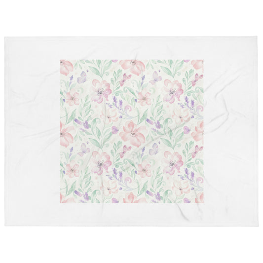 Baby Blanket – Butterfly Garden Watercolour Throw for Newborns & Toddlers 60″×80″